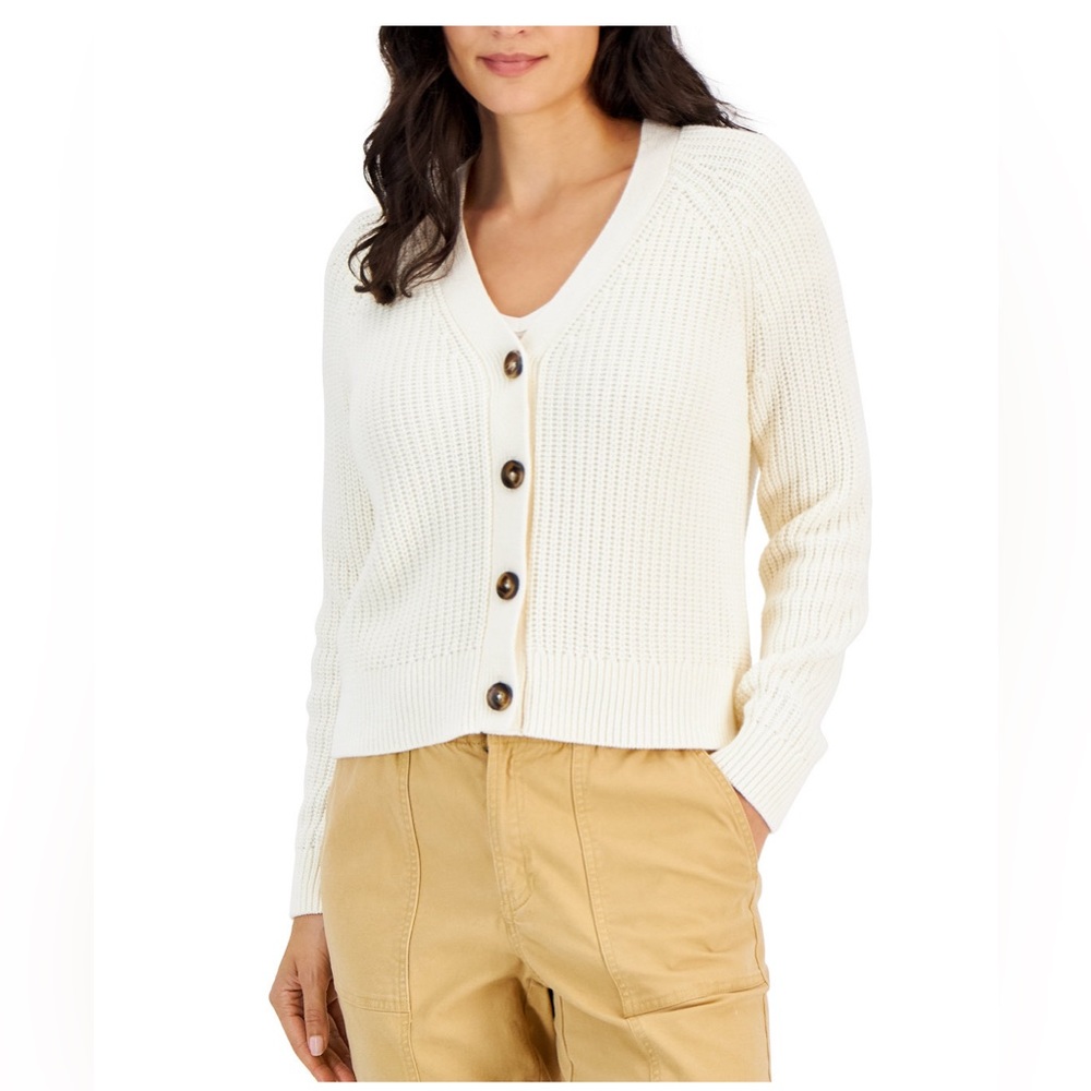 Women's Cotton V-Neck Button Cardigan